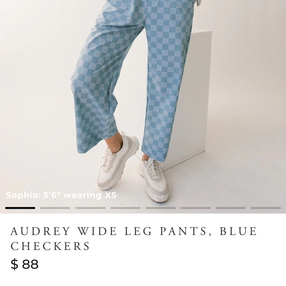 Audrey Wide Leg Pants in Blue Checkers